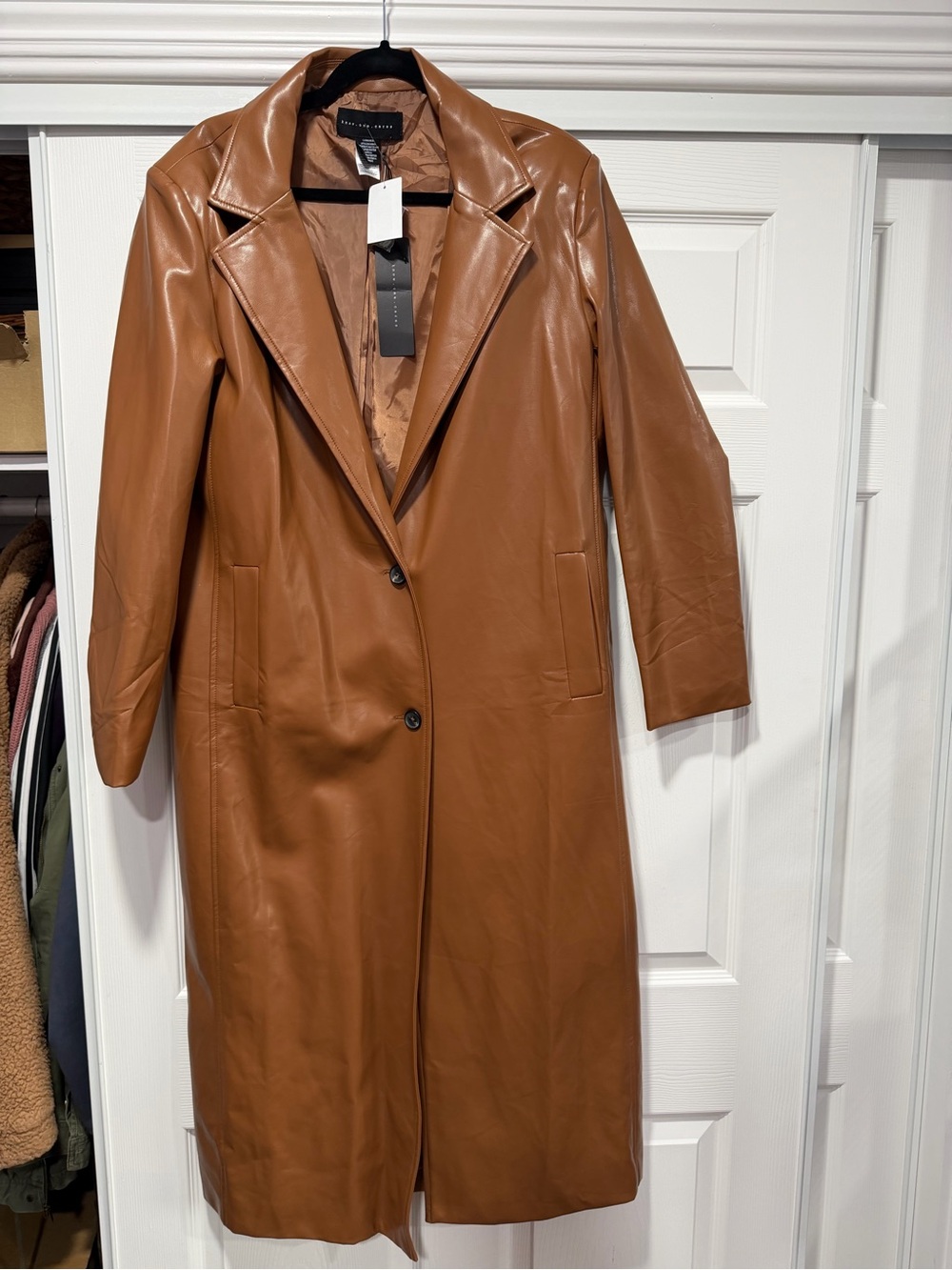 Nordstrom Cognac Leather Long Coat